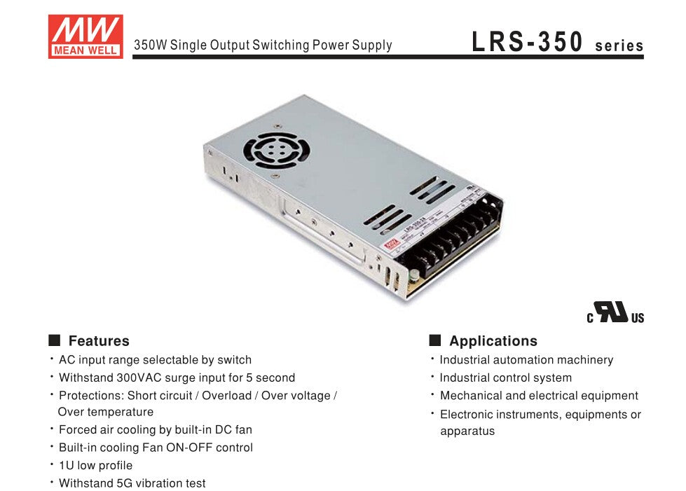 Meanwell 12V/350W switch mode power supply (LRS-350-12)