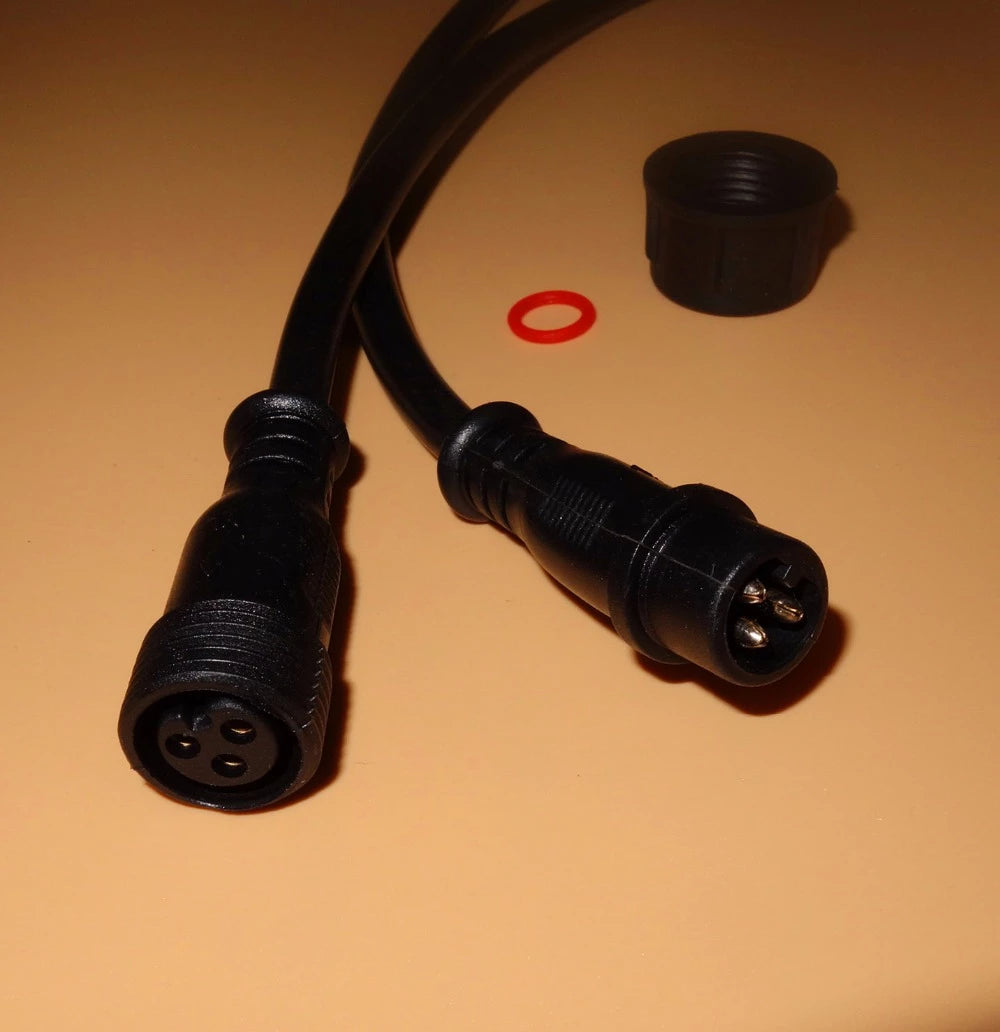 3 Core Black Waterproof Pigtails, 50cm long (pair)