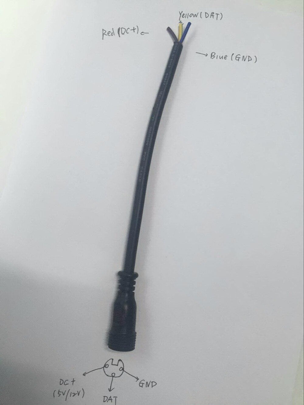 3 Core Black Waterproof Pigtails, 50cm long (pair)