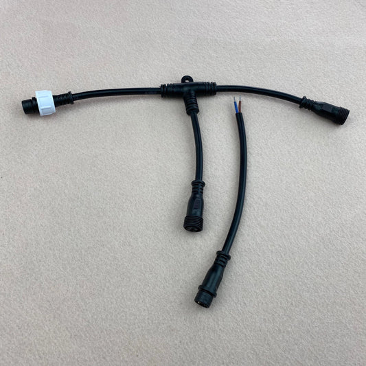 T-piece power injector 13.5mm(Ray Wu) type 3 core T type waterproof splitter